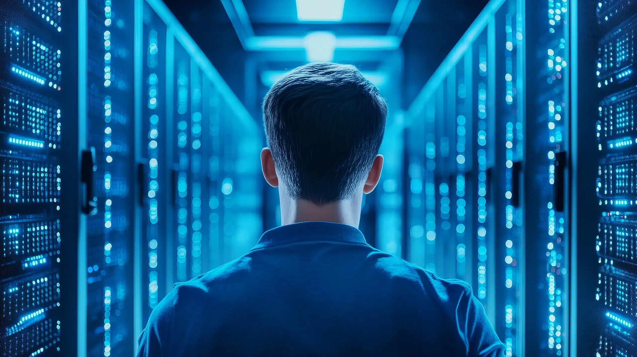 Data Center Technician Working on Server Racks - WeDoBack